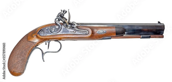Obraz Muzzleloading blackpowder gun on white background. It is a "Manton".