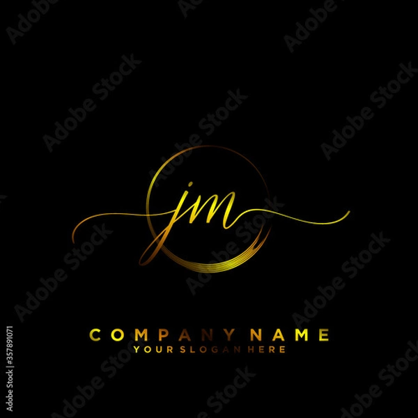 Fototapeta JM Initial handwriting logo vector