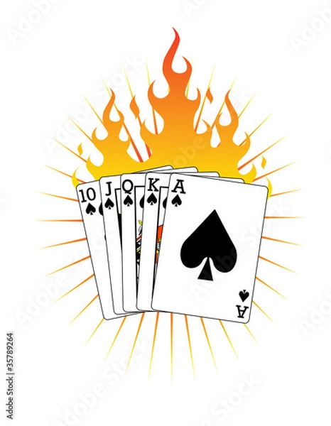 Obraz Royal Flush on Fire! Vector / Clip Art