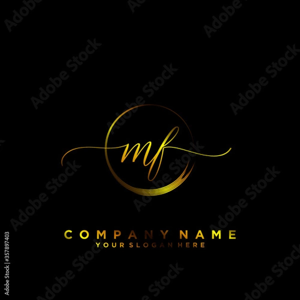 Obraz MF Initial handwriting logo vector
