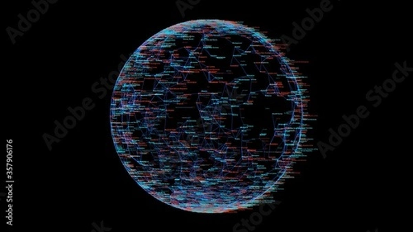 Fototapeta Digital technology background sphere random text on globe wallpapers  