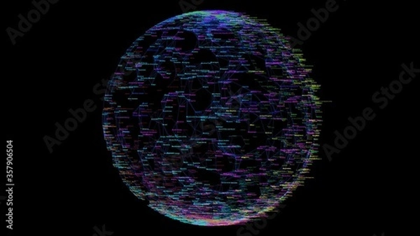 Fototapeta Digital technology background sphere random text on globe wallpapers  