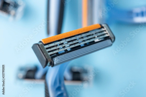 Fototapeta Disposable razor blade with 3 blades