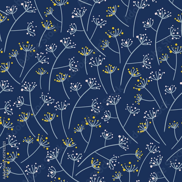Obraz Seamless floral hand-drawn pattern. Flowers and leaves. Repeat background.