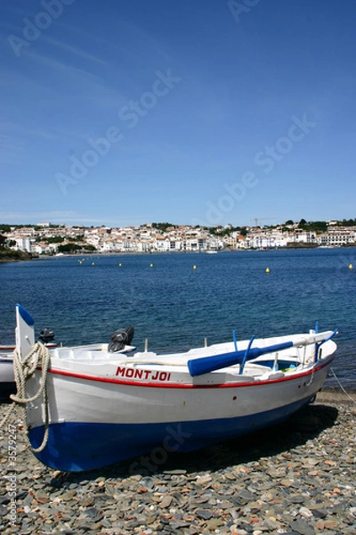 Obraz Beached rowing boat, a peaceful scene in a Spanish fishing port