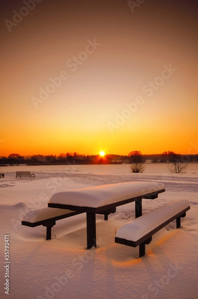 Fototapeta Table and benches