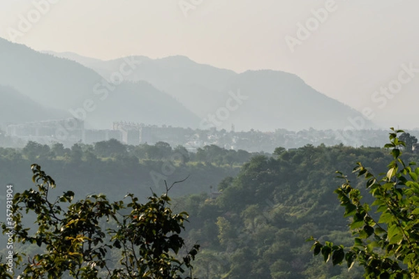 Fototapeta misty morning in the mountains