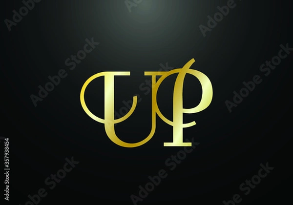 Fototapeta Initial Monogram Letter U P Logo Design Vector Template. UP Letter Logo Design
