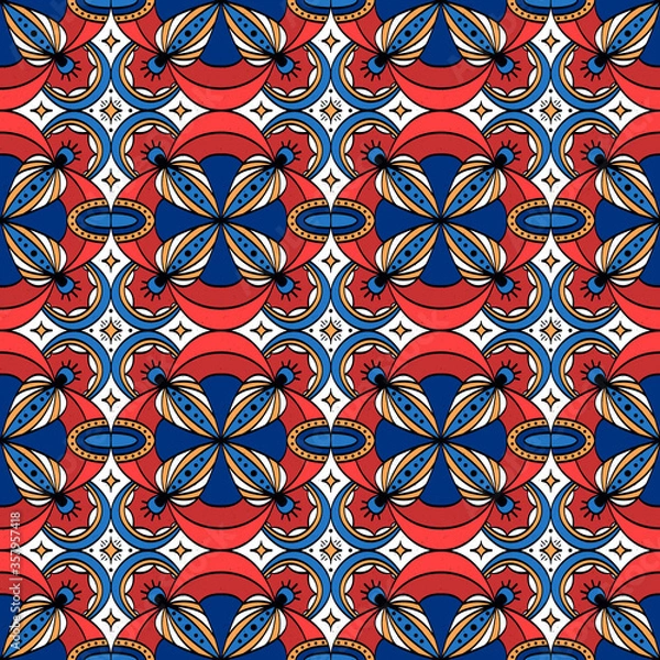 Fototapeta Seamless pattern red with blue