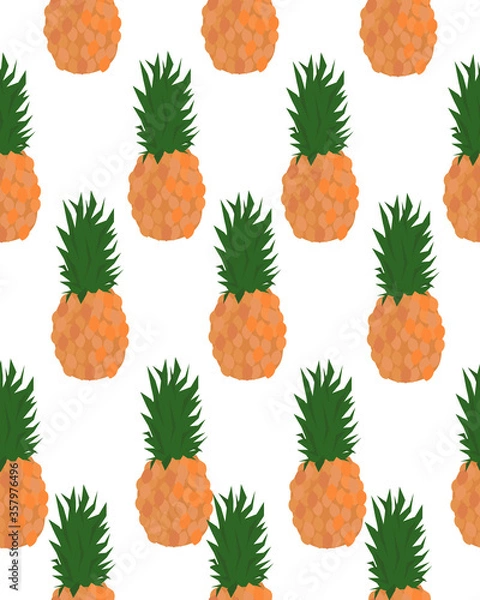 Fototapeta Pineapple, tropical fruit. Seamless pattern. Summer light background.