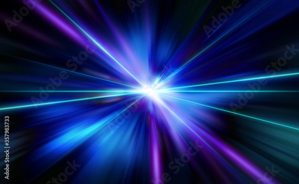 Fototapeta 青紫の輝く放射光と放射線のアブストラクトのグラフィックス