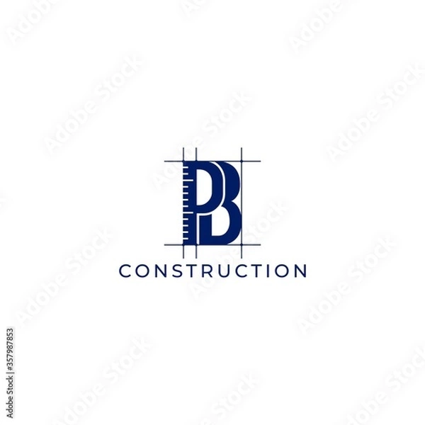 Fototapeta PB Blueprint Ruler Logo Design Vector