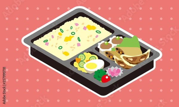 Fototapeta 持ち帰り販売の中華料理とチャーハンの弁当