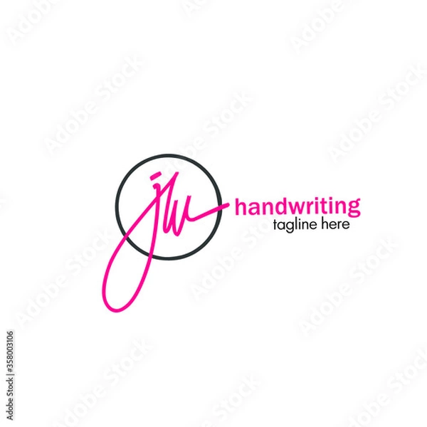 Fototapeta jw initial handwriting logo vector