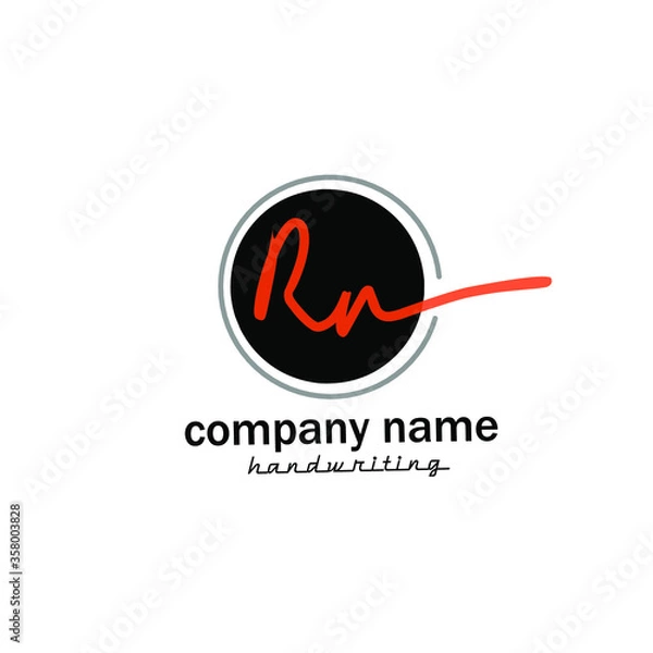 Fototapeta Rn initial handwriting logo vector