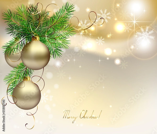 Obraz light Christmas background with silver evening balls