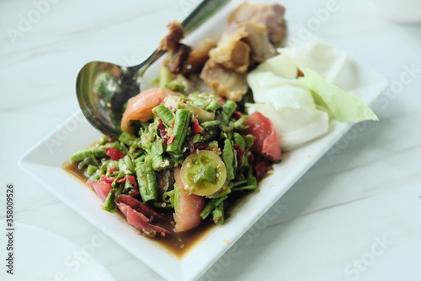 Obraz Long Bean Salad with Crispy Pork
