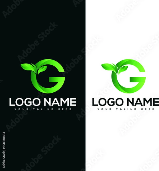 Obraz leaf letter G logo design vector