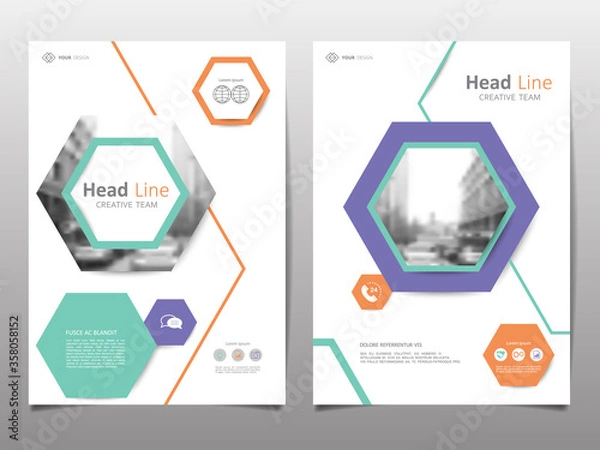 Fototapeta Cover design template for annual report. Abstract modern vector illustration. Cover presentation on a4. Abstract presentation templates.