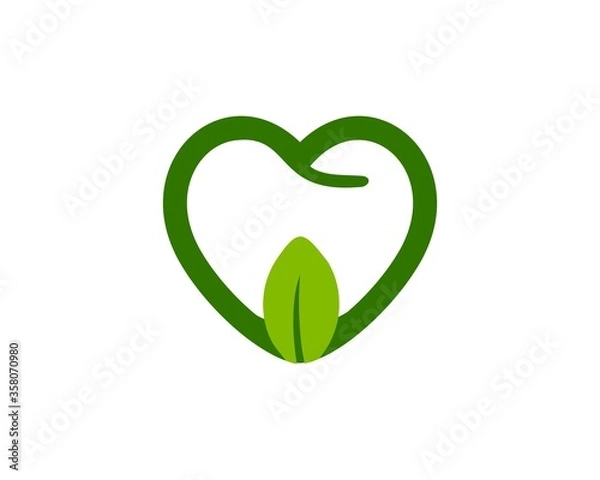 Fototapeta tooth and leaf green vector