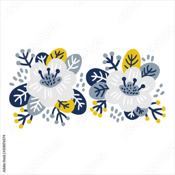 Obraz Flower and leaf. Simple cute hand drawn vector illustration for greetings card