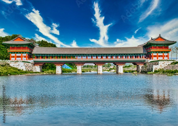 Fototapeta Woljeonggyo Bridge in Gyeongju, South Korea. 