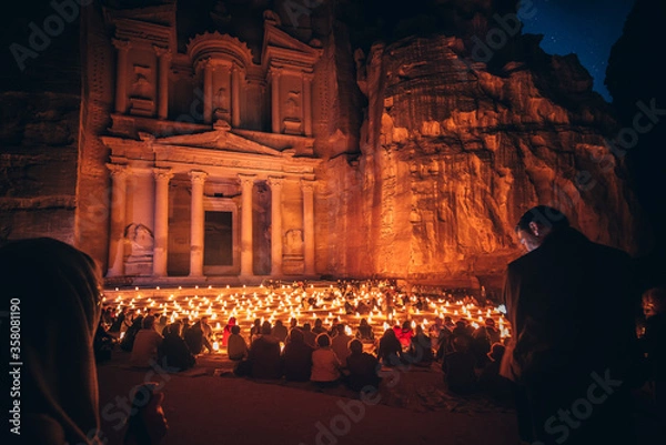 Fototapeta Petra by night Event in jordan