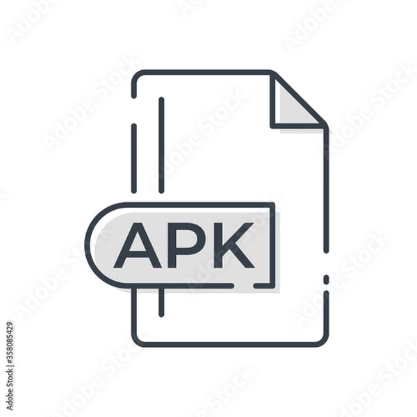 Obraz APK File Format Icon. Android Package Kit File format line icon.