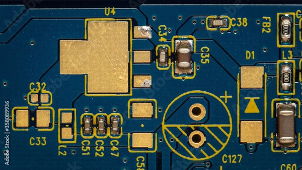 Fototapeta electronic circuit board pcb blue