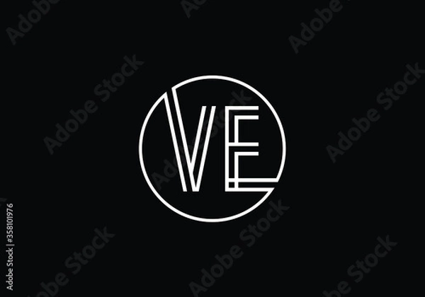 Fototapeta Initial Monogram Letter V E Logo Design Vector Template. V E Letter Logo Design