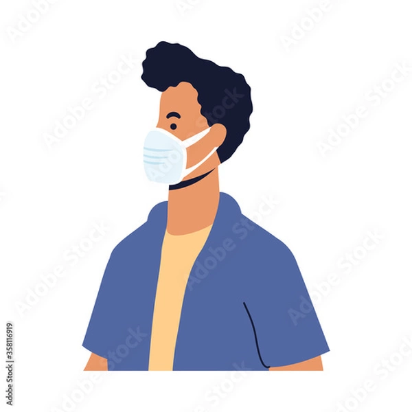 Fototapeta Man with medical mask vector design