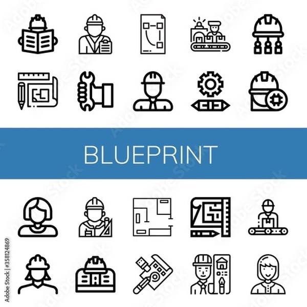 Obraz blueprint icon set
