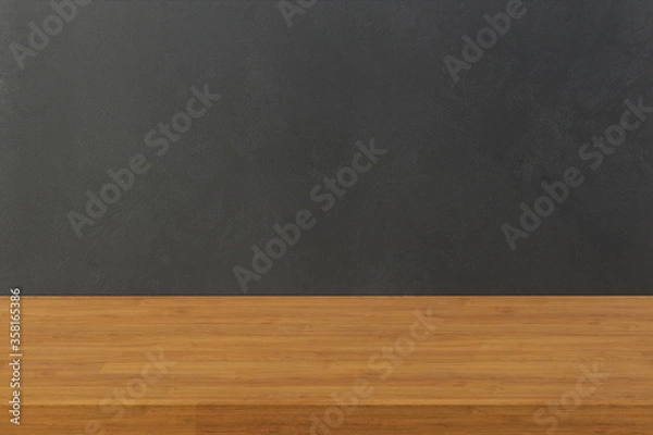 Obraz Empty wooden table and dark colour wall background.