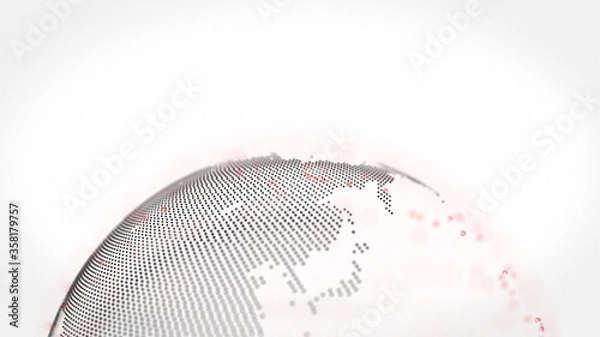 Obraz White planet with red dots digital grid over white background.