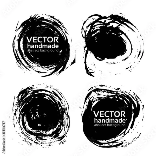 Fototapeta Rround textured strokes- backgrounds painted by brush vector objects isolated on a white background