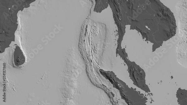 Obraz Burma tectonic plate - raster. Bilevel