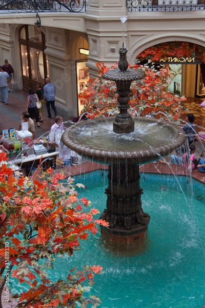 Obraz Фонтан с осенней листвой