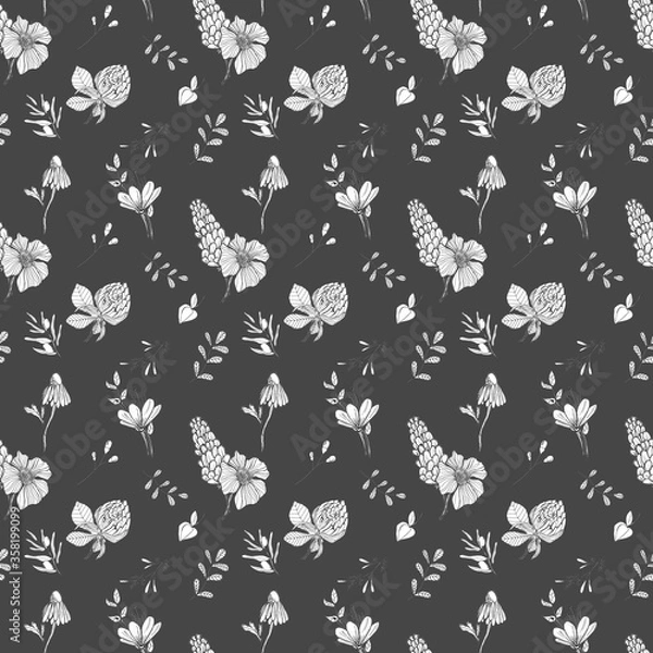 Obraz seamless floral pattern on colored background, hand drawing