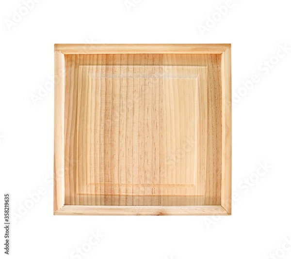 Fototapeta Wood texture frame in square patterns isolated on white background , clipping path