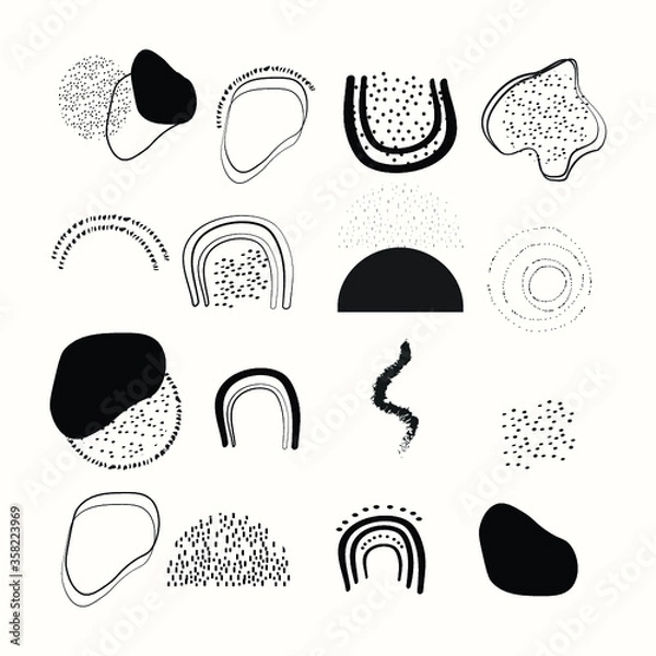 Obraz Abstract black and white shapes set
