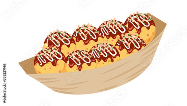 Obraz 舟形の容器に入った８個入りのたこ焼き