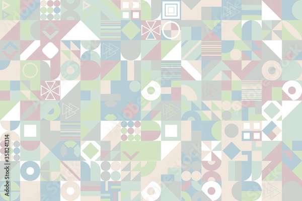Fototapeta Retro pattern of different shapes. Colorful vector mosaic backdrop. Geometric hipster retro background