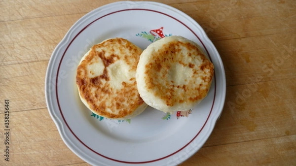Fototapeta cheese cakes made with cottage cheese are on the plate