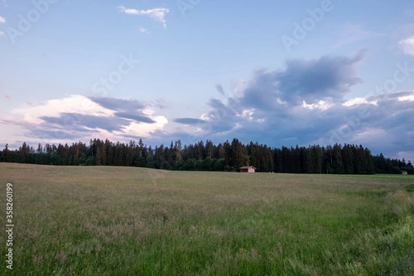 Obraz Cloud-covered meadow landscapes in Bavaria