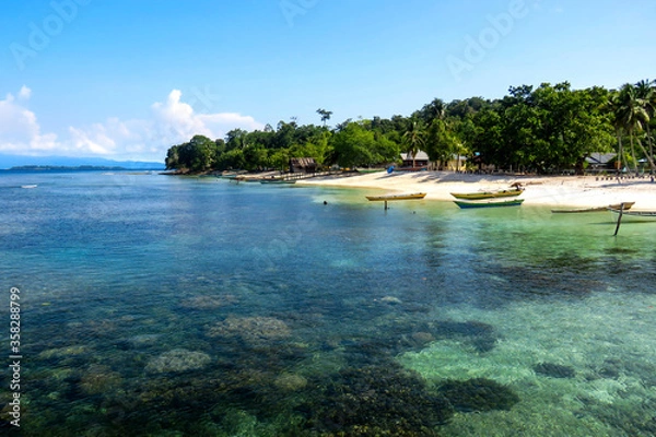 Obraz Yenbuba village in Raja Ampat District, West Papua Province  of Indonesia is a place where visitor can snorkeling.