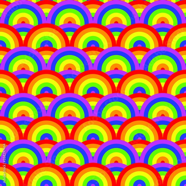 Fototapeta Seamless abstract background of colorful arced rainbows