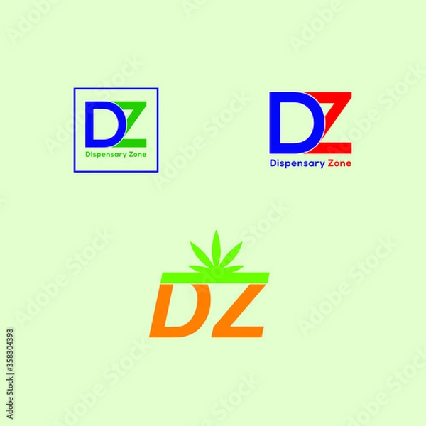 Fototapeta Initial DZ Letter Logo Design Vector Template With Black Color. DZ Logo Design