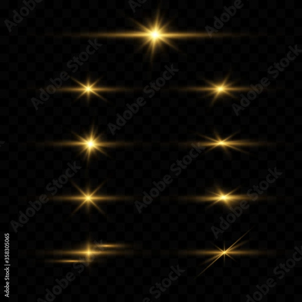 Fototapeta yellow horizontal lens flares pack.