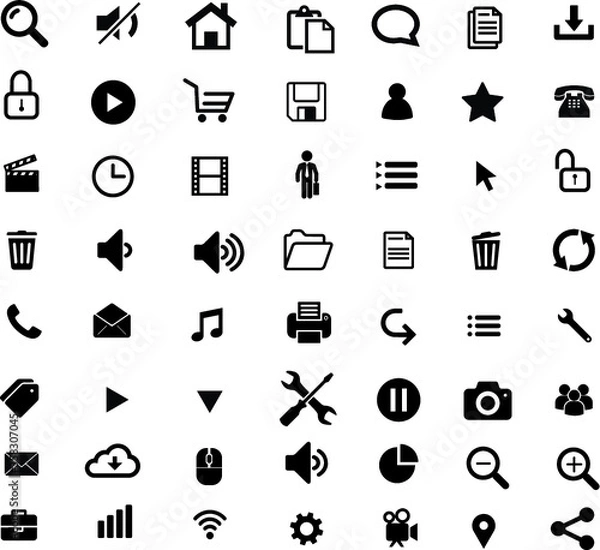 Fototapeta  web icons vector black color 56 icons contact information icons mobile icons for websites universal web icons