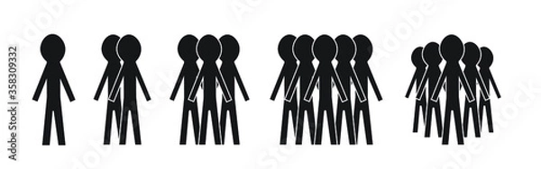 Fototapeta People icon set. Group of team icons isolated on a white background. Business team icons collection. Crowd of people black silhouettes simple. Team icons in flat style.